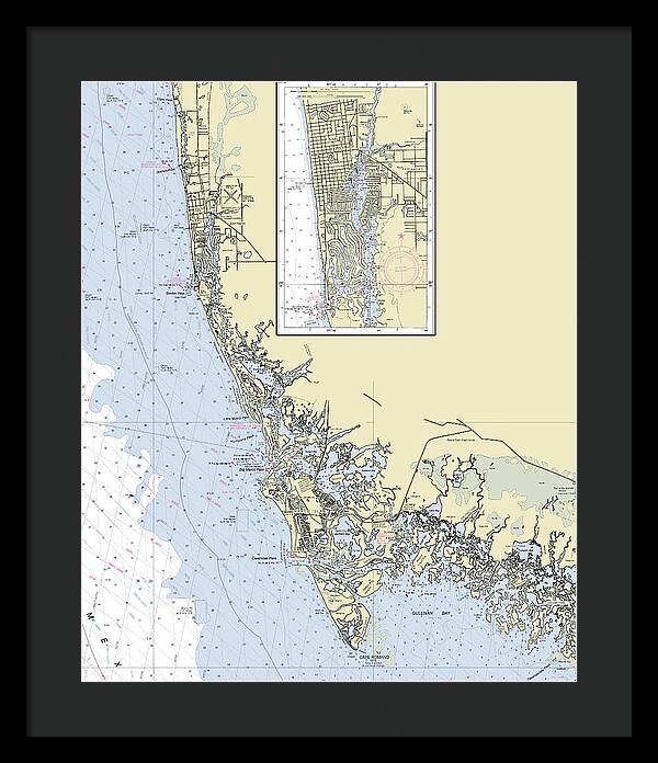Naples Marco Island Florida Nautical Chart - Framed Print