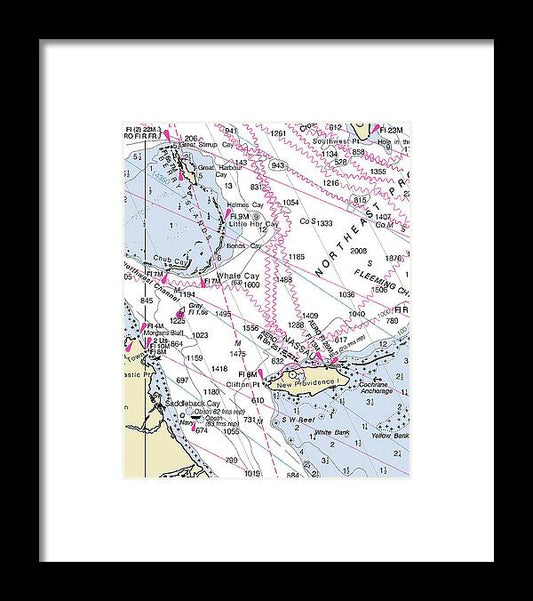 Nassau Bahamas Nautical Chart - Framed Print