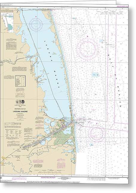 Nautical Chart-11301 Southern Part-laguna Madre - Greeting Card