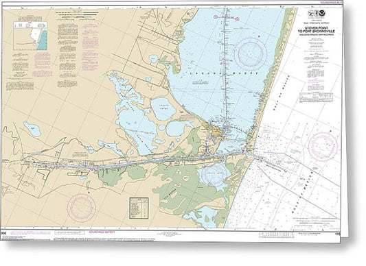 Nautical Chart-11302 Intracoastal Waterway Stover Point-port Brownsville, Including Brazos Santiago Pass - Greeting Card