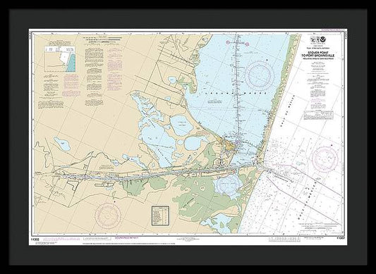 Nautical Chart-11302 Intracoastal Waterway Stover Point-port Brownsville, Including Brazos Santiago Pass - Framed Print