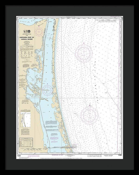 Nautical Chart-11304 Northern Part-laguna Madre - Framed Print