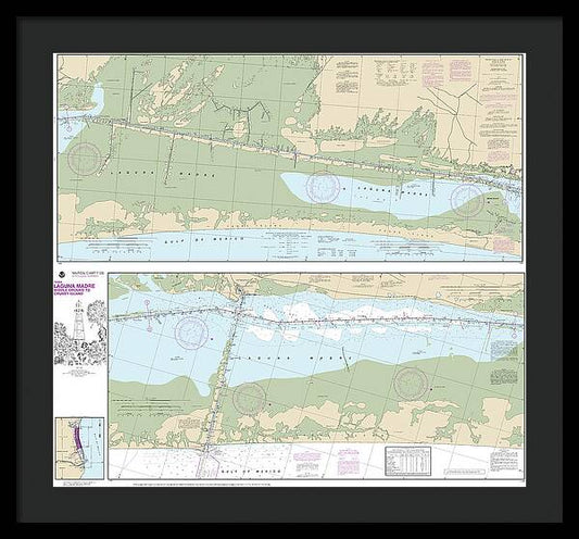 Nautical Chart-11306 Intracoastal Waterway Laguna Madre Middle Ground-chubby Island - Framed Print