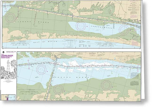 Nautical Chart-11306 Intracoastal Waterway Laguna Madre Middle Ground-chubby Island - Greeting Card