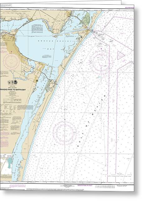 Nautical Chart-11307 Aransas Pass-baffin Bay - Greeting Card