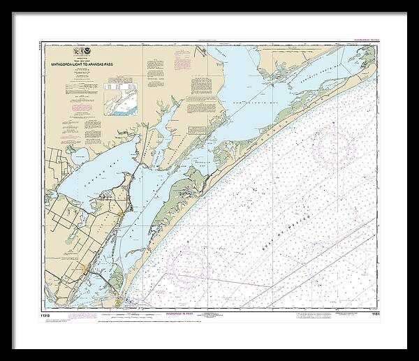 Nautical Chart-11313 Matagorda Light-aransas Pass - Framed Print