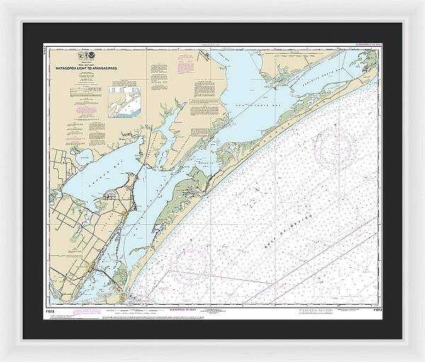 Nautical Chart-11313 Matagorda Light-aransas Pass - Framed Print