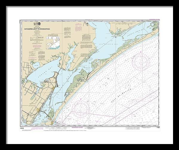 Nautical Chart-11313 Matagorda Light-aransas Pass - Framed Print
