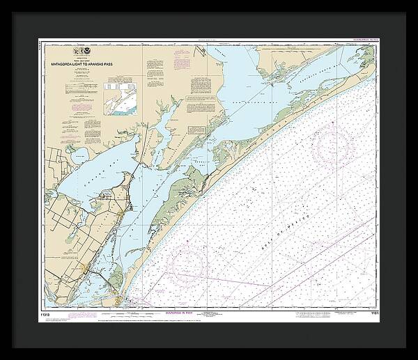 Nautical Chart-11313 Matagorda Light-aransas Pass - Framed Print