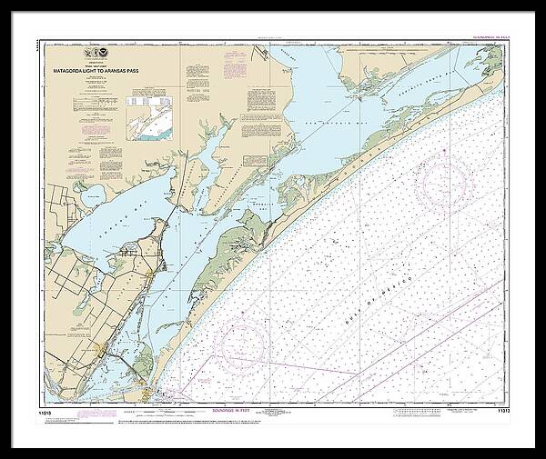 Nautical Chart-11313 Matagorda Light-aransas Pass - Framed Print