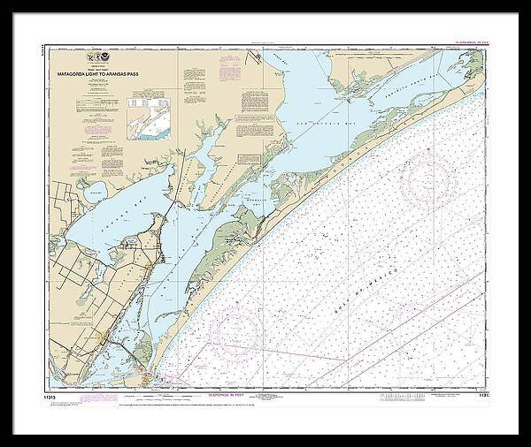 Nautical Chart-11313 Matagorda Light-aransas Pass - Framed Print