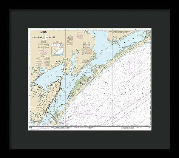 Nautical Chart-11313 Matagorda Light-aransas Pass - Framed Print