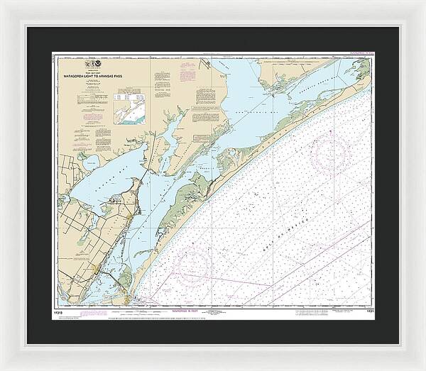Nautical Chart-11313 Matagorda Light-aransas Pass - Framed Print