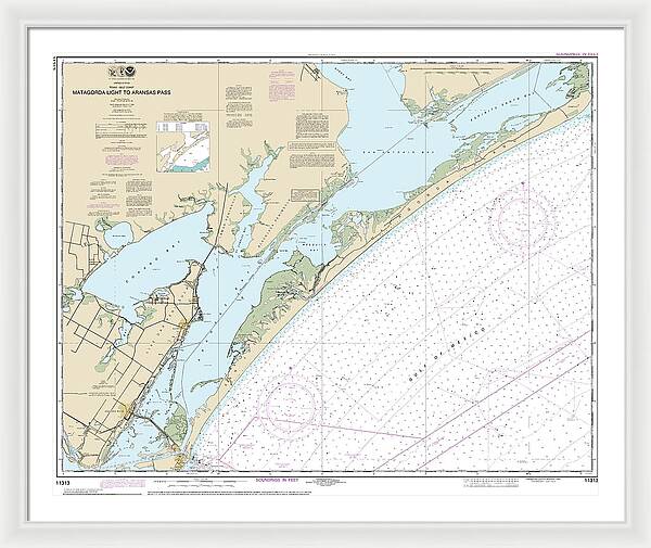 Nautical Chart-11313 Matagorda Light-aransas Pass - Framed Print