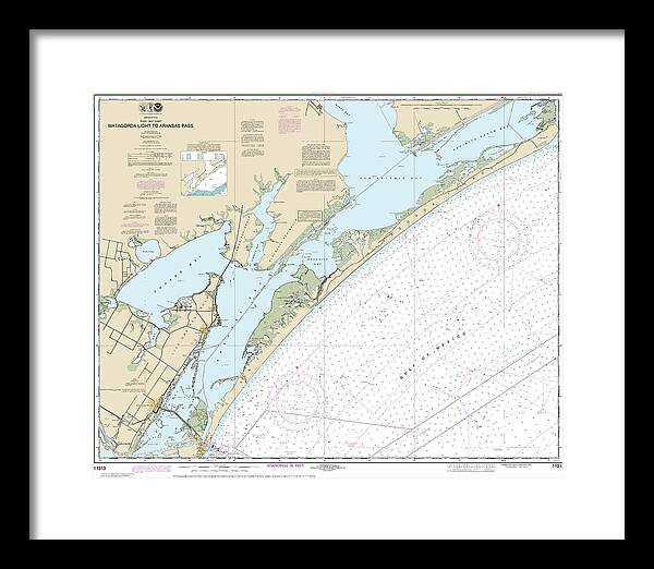 Nautical Chart-11313 Matagorda Light-aransas Pass - Framed Print