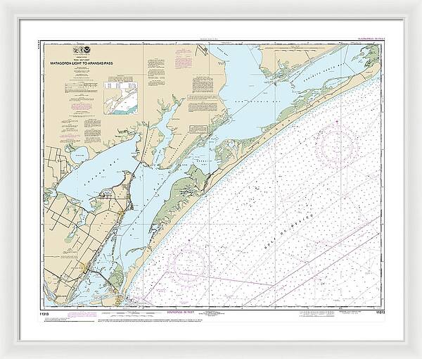 Nautical Chart-11313 Matagorda Light-aransas Pass - Framed Print