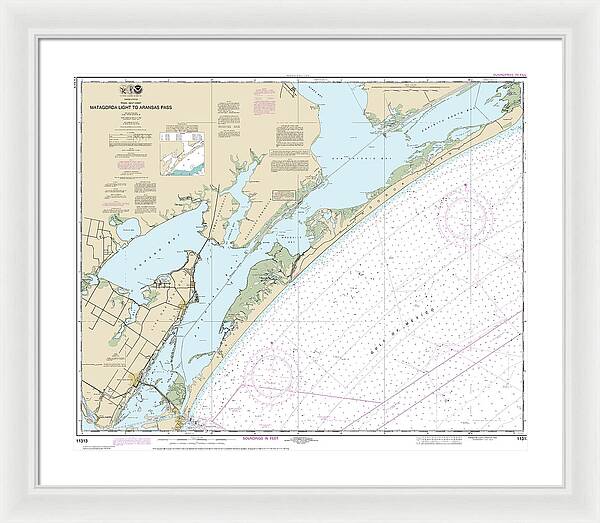 Nautical Chart-11313 Matagorda Light-aransas Pass - Framed Print