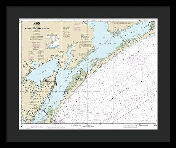Nautical Chart-11313 Matagorda Light-aransas Pass - Framed Print