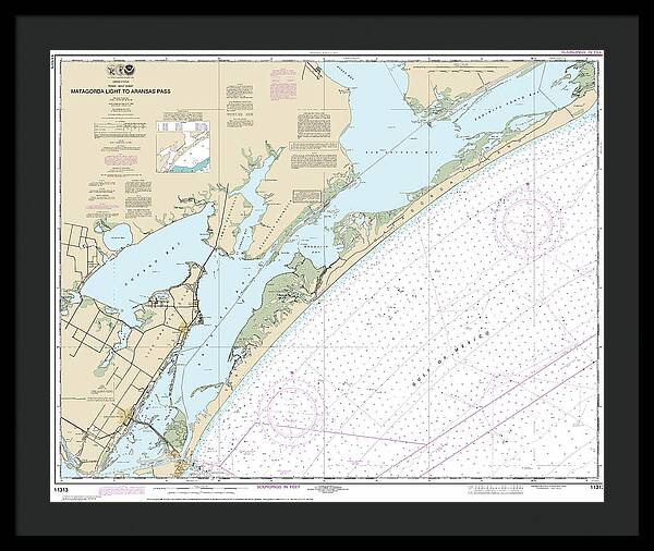Nautical Chart-11313 Matagorda Light-aransas Pass - Framed Print