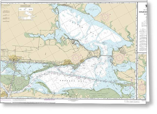 Nautical Chart-11314 Intracoastal Waterway Carlos Bay-redfish Bay, Including Copano Bay - Greeting Card
