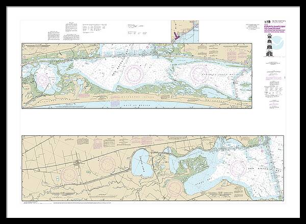 Nautical Chart-11315 Intracoastal Waterway Espiritu Santo Bay-carlos Bay Including San Antonio Bay-victoria Barge Canal - Framed Print