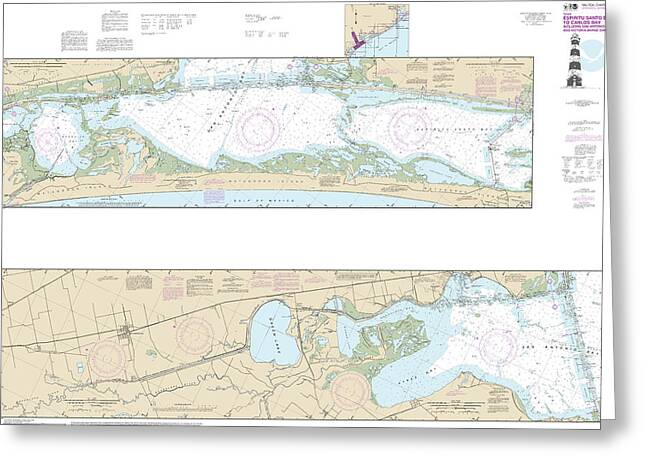 Nautical Chart-11315 Intracoastal Waterway Espiritu Santo Bay-carlos Bay Including San Antonio Bay-victoria Barge Canal - Greeting Card