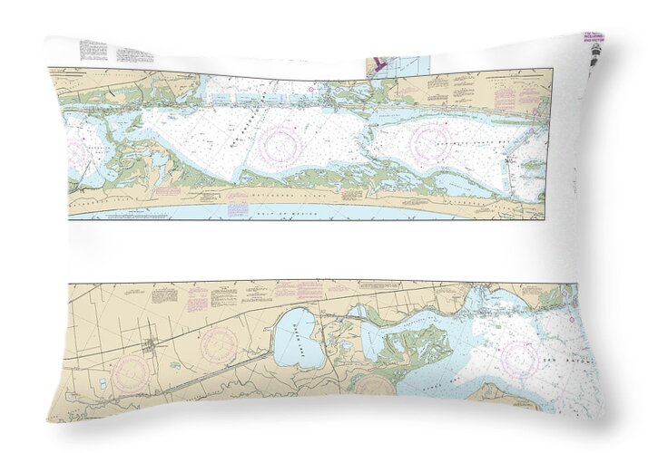 Nautical Chart-11315 Intracoastal Waterway Espiritu Santo Bay-carlos Bay Including San Antonio Bay-victoria Barge Canal - Throw Pillow