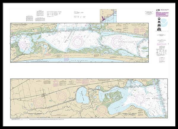 Nautical Chart-11315 Intracoastal Waterway Espiritu Santo Bay-carlos Bay Including San Antonio Bay-victoria Barge Canal - Framed Print
