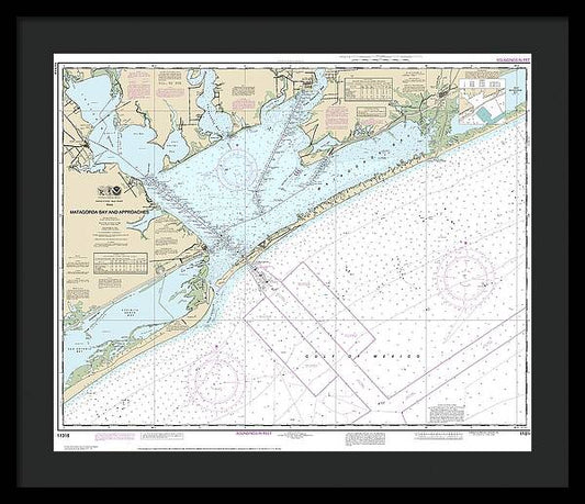 Nautical Chart-11316 Matagorda Bay-approaches - Framed Print