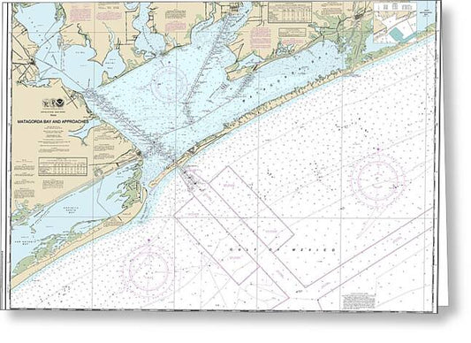 Nautical Chart-11316 Matagorda Bay-approaches - Greeting Card