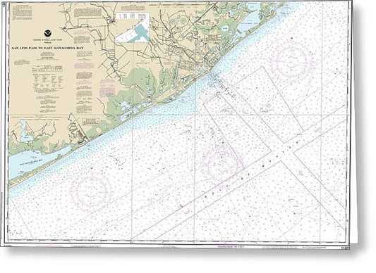 Nautical Chart-11321 San Luis Pass-east Matagorda Bay - Greeting Card