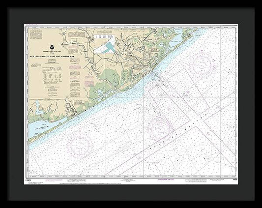 Nautical Chart-11321 San Luis Pass-east Matagorda Bay - Framed Print