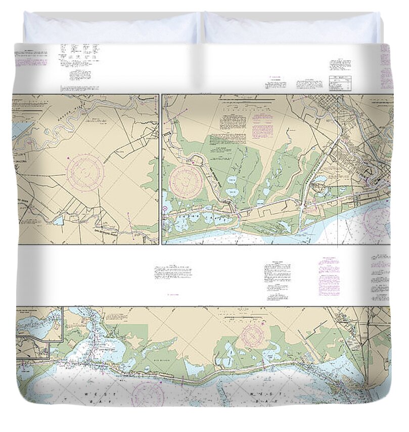 Nautical Chart-11322 Intracoastal Waterway Galveston Bay-cedar Lakes - Duvet Cover