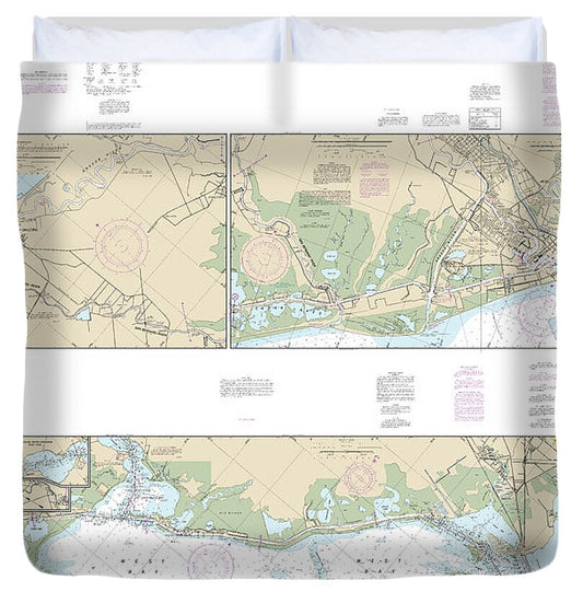 Nautical Chart-11322 Intracoastal Waterway Galveston Bay-cedar Lakes - Duvet Cover