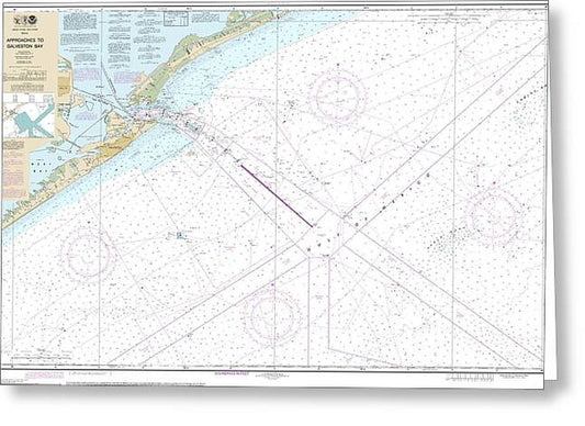 Nautical Chart-11323 Approaches-galveston Bay - Greeting Card