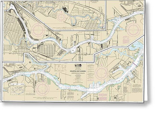 Nautical Chart-11325 Houston Ship Channel Carpenters Bayou-houston - Greeting Card