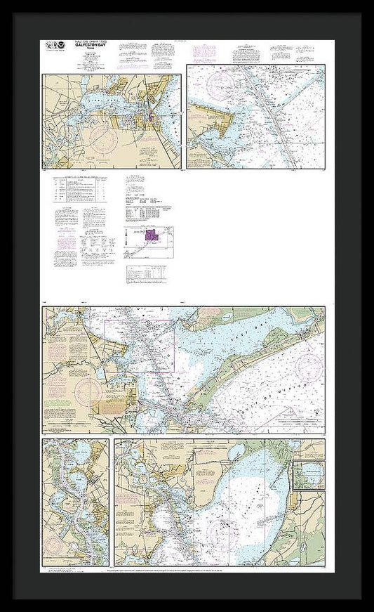 Nautical Chart-11326 Galveston Bay - Framed Print