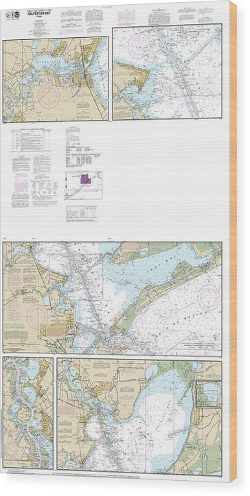 Nautical Chart-11326 Galveston Bay - Wood Print