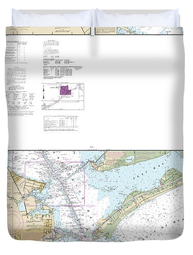 Nautical Chart-11326 Galveston Bay - Duvet Cover