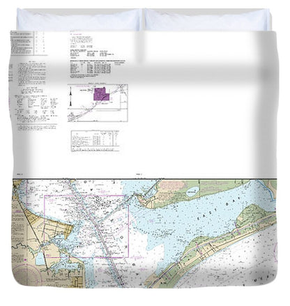 Nautical Chart-11326 Galveston Bay - Duvet Cover
