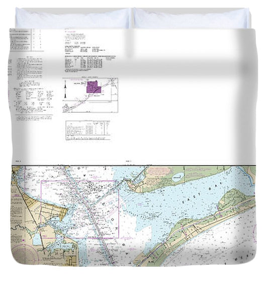 Nautical Chart-11326 Galveston Bay - Duvet Cover