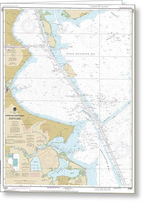 Nautical Chart-11327 Upper Galveston Bay-houston Ship Channel-dollar Pt-atkinson - Greeting Card