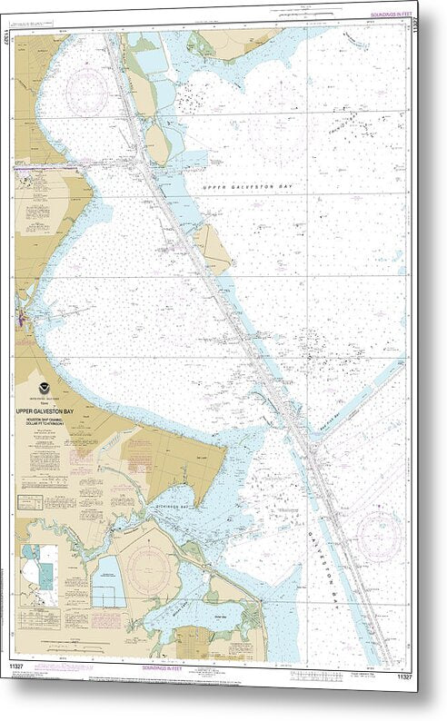 Nautical Chart-11327 Upper Galveston Bay-houston Ship Channel-dollar Pt-atkinson - Metal Print