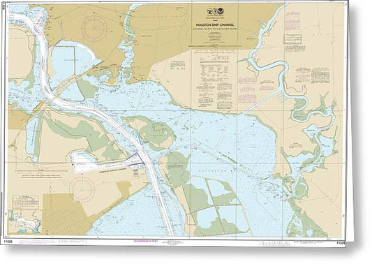 Nautical Chart-11328 Houston Ship Channel Atkinson Island-alexander Island - Greeting Card