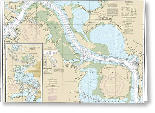 Nautical Chart-11329 Houston Ship Channel Alexander Island-carpenters Bayou, San Jacinto-old Rivers - Greeting Card