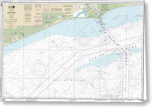 Nautical Chart-11332 Sabine Bank - Greeting Card