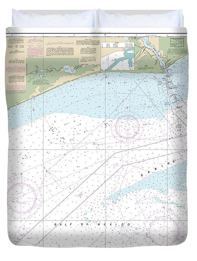 Nautical Chart-11332 Sabine Bank - Duvet Cover
