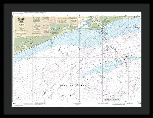 Nautical Chart-11332 Sabine Bank - Framed Print