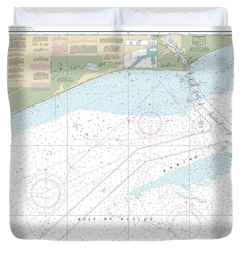 Nautical Chart-11332 Sabine Bank - Duvet Cover