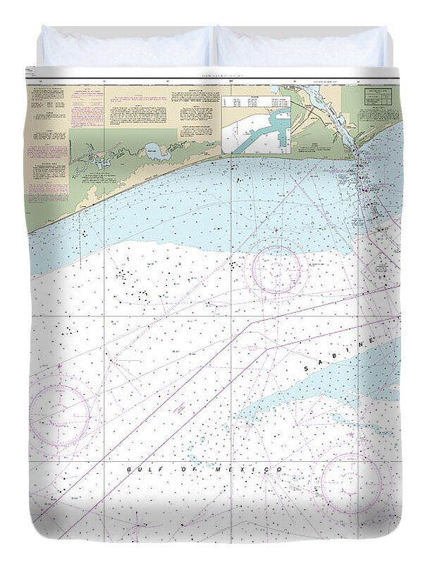 Nautical Chart-11332 Sabine Bank - Duvet Cover
